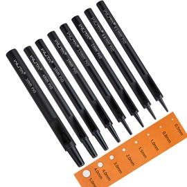 WUTA Leather Punches Round Hole Puncher Plating Titanium Hollow Punching Tool Working for Watch Band, Fabric, Plastic 1+1.5+2+3+4+5mm (6pcs)