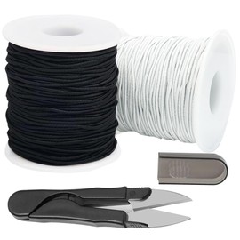 Elastic String for Bracelets, QBJAYTY 0.8mm 1.0mm 1.5mm Black White Stretchy Stretch Bracelet Cord for Kandi Pony Wooden Beads, Round Elastic Cord for Sewing, Beading (1.5mm Black White)