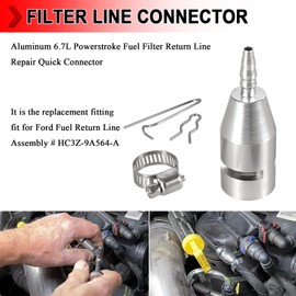 Aluminum 6.7L Fuel Filter Return Line Repair Quick Connector Compatible with Ford 2017-2022 F250 F350 F450 F550, Pack of 1