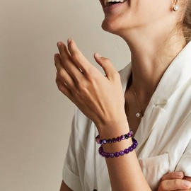 APMGONT Natural Beaded Bracelet, Natural Stone Stretch Bracelet, Yoga Stone Beaded Bracelet, Elastic Gemstone Stone Bracelet for Women Teen Girls (B)