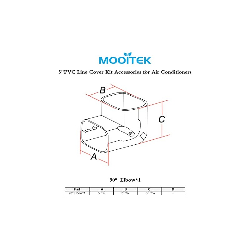 MOOITEK 5" 17Ft PVC Decorative Line Set Cover Kit for