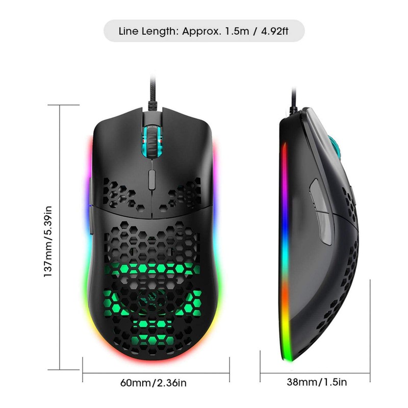 J900 Ratón Gaming con Cable, Ratón de Computadora con Carcasa
