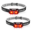 500 Lumen Rechargeable Headlamp (2 Pack), 5 Modes with Red
