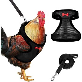 Chicken Harness with Leash, Upgraded Double Adjustment Chicken Harness and Leash Set for Hens, Duck, Goose, Small Pet (Black, L) - Color: Pink, Size: L