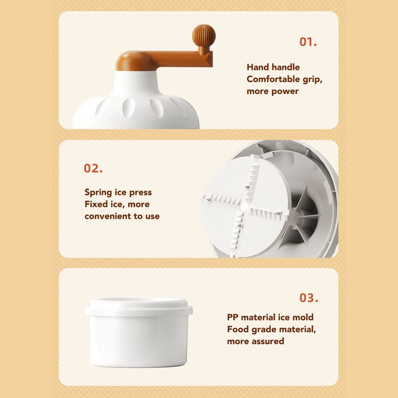 Portable Ice Crusher PP Manual Shaved Snow Cone Machine DIY