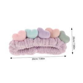 FRCOLOR 2pcs Heart Shaped Washing Hair Bands for Spa Shower and Facial Care Comfortable Elastic Head Wraps for Women and Hair Accessories Purple