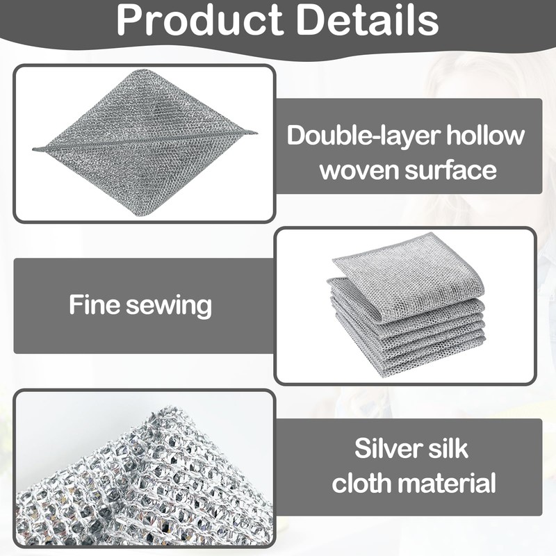Girihe 8 PCS Metal Scourers, Miracle Cleaning Cloth Double Wire