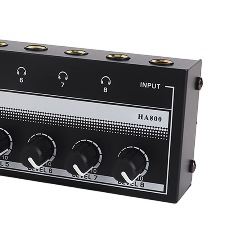 8 Channel Headphone Amplifier, Portable Metal Stereo Audio Amplifier with