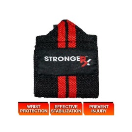 StrongerRX 2X Cross Weight Training Wrist Support Brace Wraps Made For Olympic Lifting. - RED