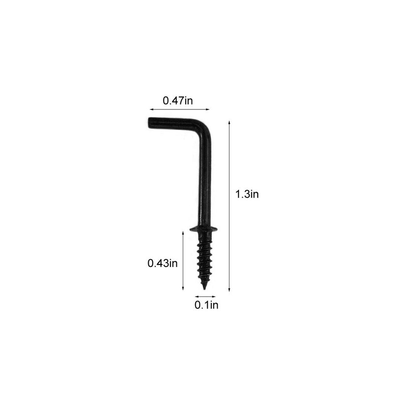 IDEALSV Black 7/8 Inch 1 Shape Screw Hooks, L Shape