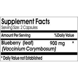 Naturetition Supplements Blueberry Leaf 900mg ~ 200 Capsules - No Additives