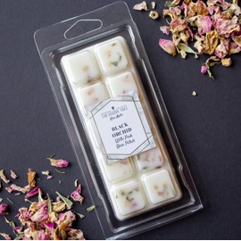 The Goodie Tree Black Orchid Wax Melt Snap Bar With Pink Rose Petals - Highly Scented 1 x 45g Wax melt snap bar - 10 segments - Highly Scented and Long Lasting - For Wax Melters
