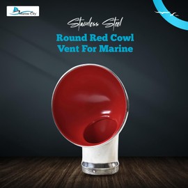MARINE CITY Round Red Cowl Vent, 304 Grade Stainless Steel, 3 and 4 Inches, for Marines, Boats, Yachts, Ships (Pack of 1)