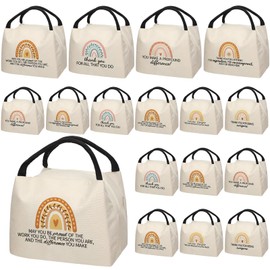 SilTriangle 12 Pcs Boho Teacher Appreciation Gifts Bulk Back to School Thank You Insulated Lunch Bags Rainbow Teacher Reusable Lunch Bags Leakproof Totes End of Year Appreciation Gift for Men Women