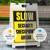 Slow Security Checkpoint Ahead Folding Floor Sign, 18x24 Inches, Portable