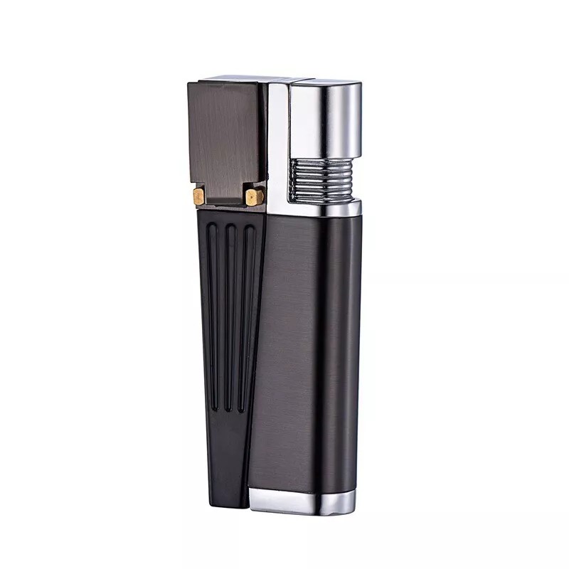 Unbranded Foldable Metal Lighter Pipe Combination Portable Smoking Lighter Black