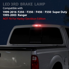 CHEDA Third Brake Light 3rd Stop Lamp Clear Lens Black Hosuing Compatible with Ford F250 F350 F450 F550 Super Duty 1999-2016 /Fit Ford Ranger1995-2003 LED 1pc