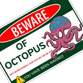 Saraheve - Cartel de metal con texto en inglés "Beware of Pulpus" (20,5 x 30,5 cm), diseño de pulpo