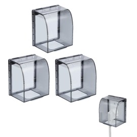Ciieeo 3pcs Raised Waterproof Outlet Cover - Transparent Black Plastic Socket Protector for 86 Type Switches for Home Office Hotel