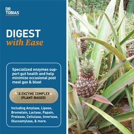 Dr. Tobias Digestive Enzymes with Amylase, Bromelain, Lipase, Lactase, Protease, Papain & More, Digestion Supplement with 18 Enzymes for Digestion and Gut Health, 60 Capsules, 30 Servings