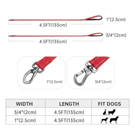 EXCELLENT ELITE SPANKER Strong Durable Nylon Dog Training Leash Traction Rope 4 Feet Long 1" Wide with Handle for Small and Medium Dog(Blue)