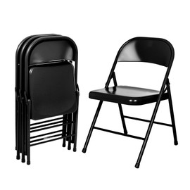 AZZUTORK OEF Furnishings (4 Pack) Steel Folding Chairs, Black