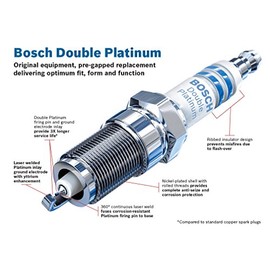 Bosch Bujía de Doble Platino de Alambre Fino OE 8103, Paquete de 4