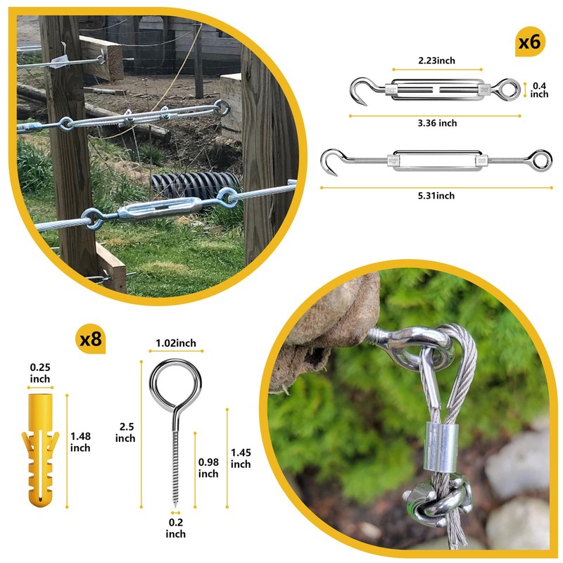 Sanuke Wire Rope Crimp Kit, 328ft 1/16 Inch Wire Rope