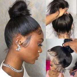 180% Density 13x4 13x6 HD Lace Frontal Human Hair Wigs Straight 4x4 Transparent Lace Closure Wig Pre Plucked Brazilian Remy Hair Smooth 30 28 Inch Bling Hair - Lace Type: 360 lace Wig, Size: 22 Inch