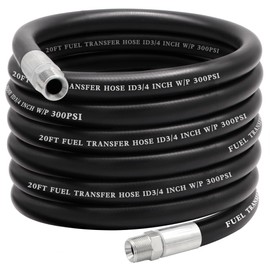 Jeemiter 3/4" ID x 20FT Fuel Oil Transfer Hose with Fittings - for Diesel, Gasoline, Kerosene, Biodiesel - Heavy Duty on Farm Tractor, Construction Equipment, Truck