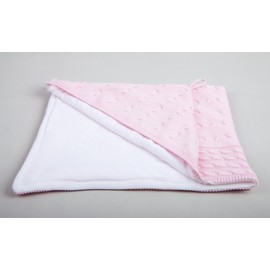 Baby's Only Hooded Bath Towel VELOUR FABRIC Braid Knitted 82 x 82 cm baby pink