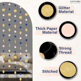 KatchOn, Circle Dots Paper Garland - 65 Feet, Pack of 5 | Colorful Birthday Garland for Pink Gold Birthday Decorations | Blue Gold Hanging Decorations for Wedding, Baby Shower, Bridal, Classroom Decor