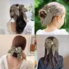 Brown Checkered Hair Accessories for Women Girls Pearl Bow Hair