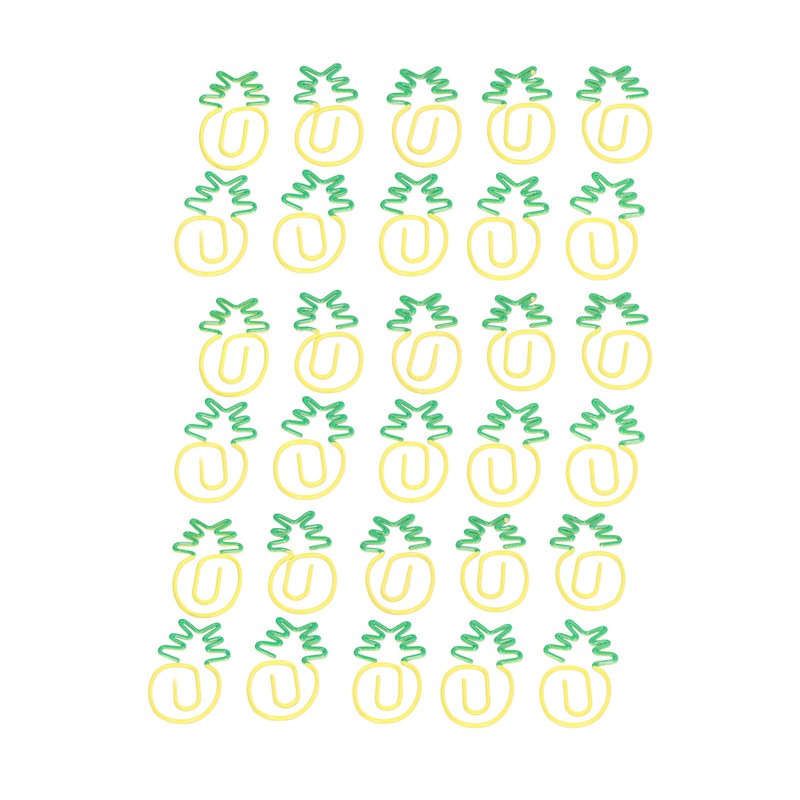 100pcs Metallic Paper Clips Green Yellow Ananas Shape Electroplating Process