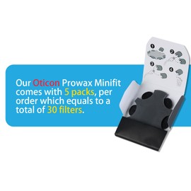 Hearing Aid Wax Guard Filters ProWax MiniFit Replacement Clear Cleaning kit Accessory for Oticon (5 Packs)，for Oticon ProWax MiniFit Replacement Wax Filters