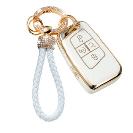 Gematay for VW Volkswagen Key Fob Cover with Keychain Lanyard, Soft TPU Key Fob Protector Shell Compatible with Volkswagen Tiguan Atlas Jetta Passat Golf Alltrack Smart Key Case