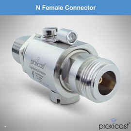 Proxicast Coaxial Lightning Arrester for 0 to 6 GHz (N-Female/N-Female) - Pro-Grade 230V Antenna Lightning Protector for 4G, LTE, 5G, Wi-Fi, 900MHz, Helium, LoRa & Other Outdoor Antennas (ANT-211-002)