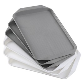 Parlynies 6 Pieces Restaurant Serving Tray, Plastic Non Slip Surface Food Meals Server Tray with Raised Edges for Home, Kitchen, Restaurant, Cafeteria, Bar