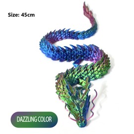 FOLANDO 3D Printed Dragon, 45cm Full Articulated Dragon Figure Flexible Joints Home Decor Executive Desk Decoration Office Decor Crystal Dragon Gift(Dazzling Color)