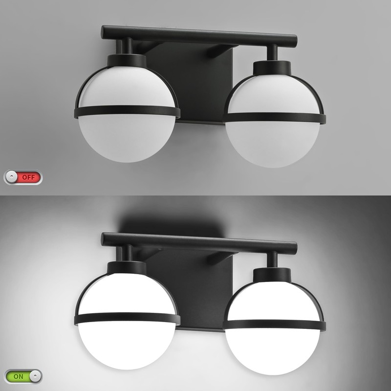 SOLFART Black Bathroom Light Fixture 2 Light Bathroom Vanity Light