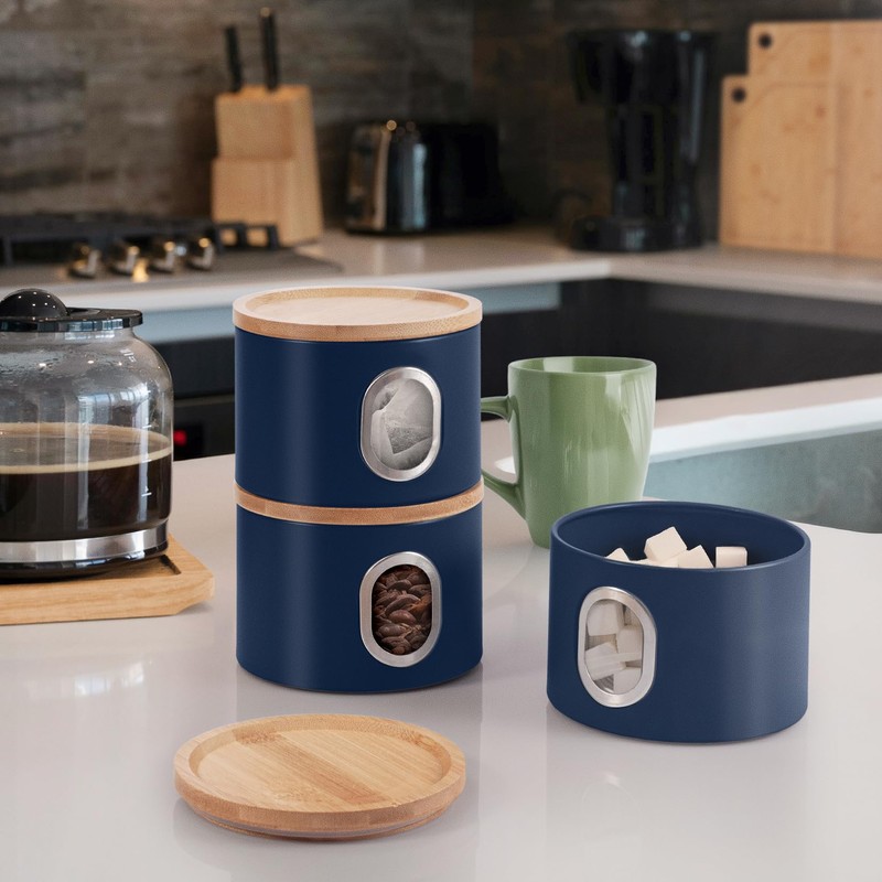EHC Set of 3 Kitchen Storage Canisters for Tea, Coffee,