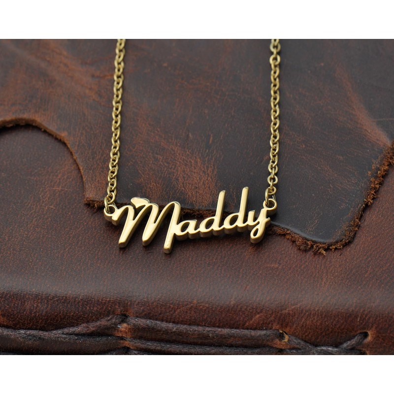 Aoloshow Justin Heart Name Necklace Women 18k Gold Plated Stainless