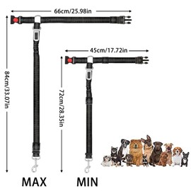 Tucireat 2-in-1 Seat Belt Dog Car, Pack of 2 Dog Seat Belt, Dog Belt for Car, Adjustable Dog Safety Belt, Safety Harness Dog for All Dog Breeds, Cats and Car Types (Black)