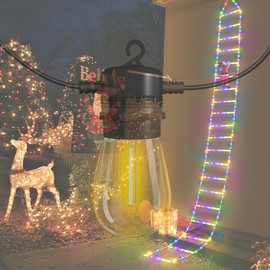 DREAMLAND Christmas Lights, Christmas Ladder Lights with Santa Claus, 10ft LED String Lights, Christmas Decorations Lights for Indoor Outdoor, Window, Garden, Home, Wall, Xmas Tree Decor (Warm White)