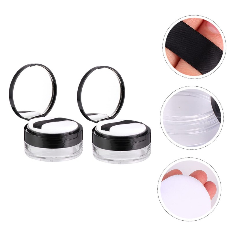 Outanaya 2sets Portable Loose Powder Boxes Elastic Mesh Sub Boxes