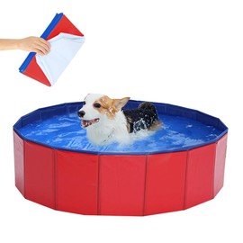 LUFEIS Dog Pool, 60 x 20 cm Dog Pool Swimming Pool, Dog Pool Foldable with Drain Valve, Paddling Pool, Non-Slip Swimming Pool for Dogs, Foldable Pool, Dog Pool Swimming Pool for Small Dogs, Cats