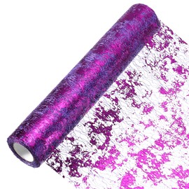 sourcing map Deep Purple Table Runner 11 x 360 Inch, Metallic Foil Thin Mesh Table Runner Roll for Event Party, Birthday Party, Weddings, Christmas, New Year