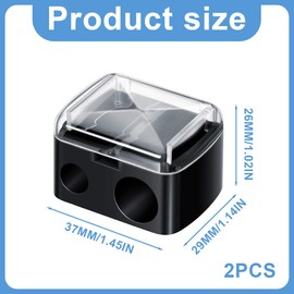 NOPKESV Pack of 2 Makeup Sharpener, Universal Pencil Sharpener, Cosmetic Sharpener, Sharpener for Eyebrow Pencils, Lip Liner Pencil, Eyeliner, Precision Blades, Handy for On the Go