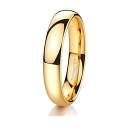 CROWNAL 1mm 2mm 3mm 4mm 5mm 6mm 7mm 8mm Tungsten Silver/Yellow Gold/Rose Gold/Black Wedding Band Ring Men Women Plain Dome Polished Comfort Fit Size 3 To 17 (Gold 5mm,10)