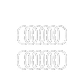 DWUENT 36 Pack Shower Curtain Hooks, Black/White/Transparent PP Rings with Reinforced Anti-Rust & Anti-Deform, Strong Hold Bathroom Shower Rods, Easy Snap Closure (24, transparent)